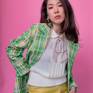 Queen Casuals 1970s green plaid jacket