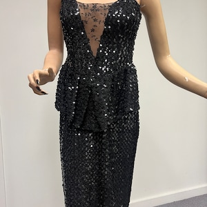 Black sequin strapless cocktail party dress