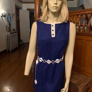 1960s blue and white mod dress by SincerelyJenny Gidding image 3