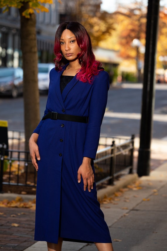 Royal blue long dress coat