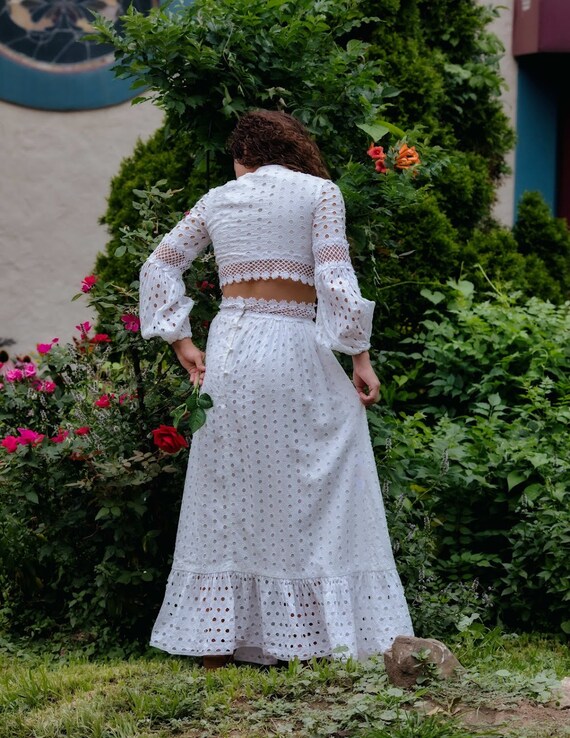 1970s vintage white boho dress - image 4