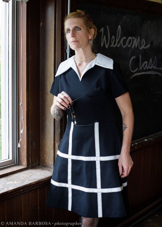 1970s vintage Black and White dress - image 2