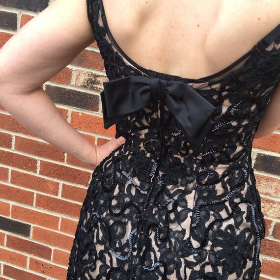 1980s black lace and sequin dress - image 3