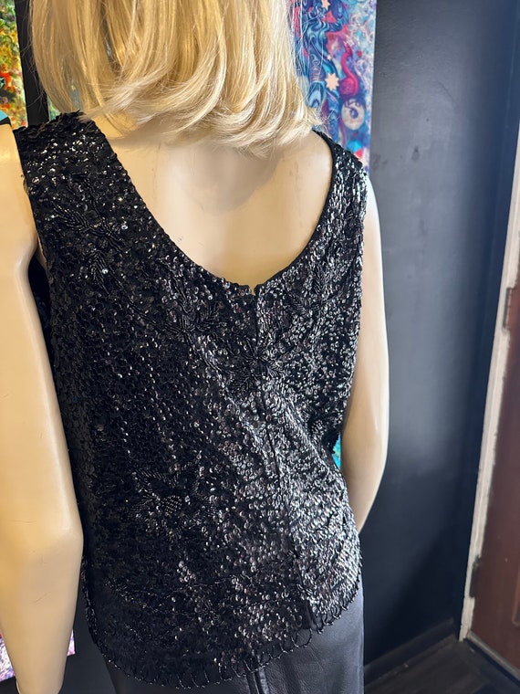 1960s Black Sequin Tank Top - image 7