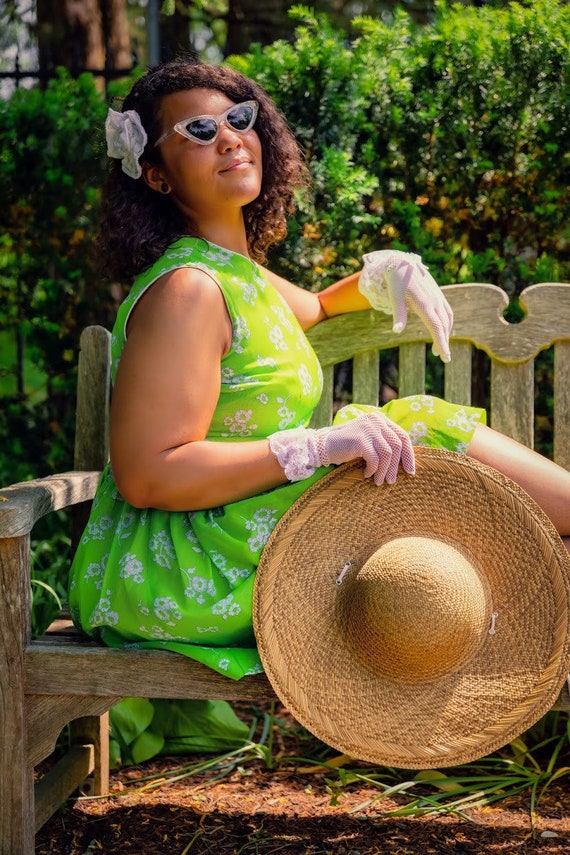 Lime green floral 1950s summer dress - image 10