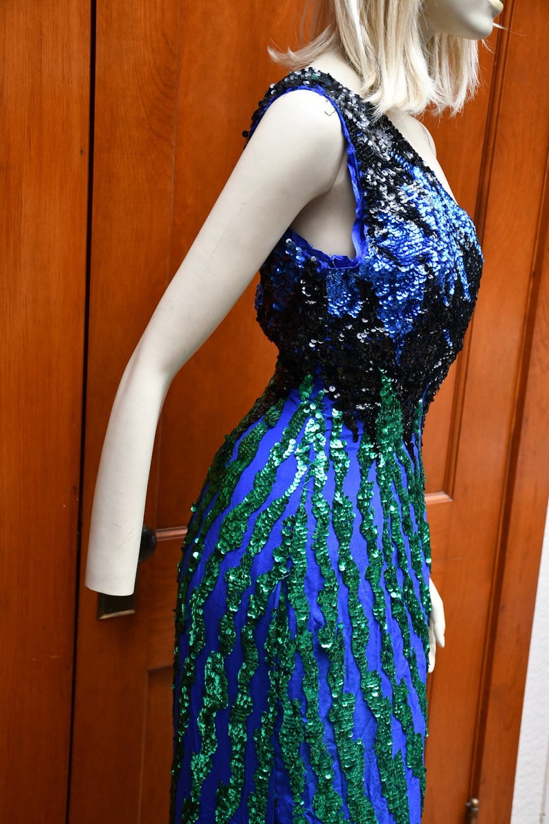 80s Shomax sequin silk gown image 4