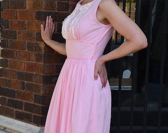 Pink and White Gingham ruffle dress