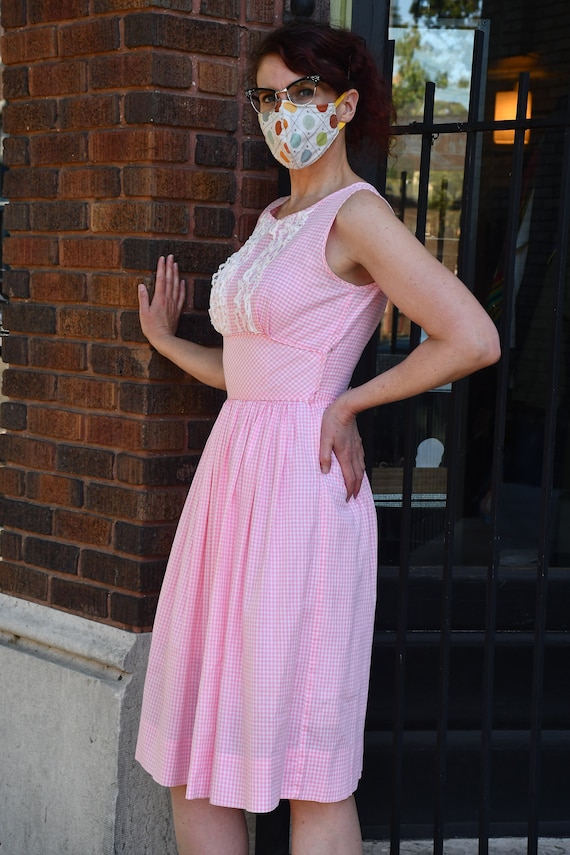 Pink white cheap gingham dress