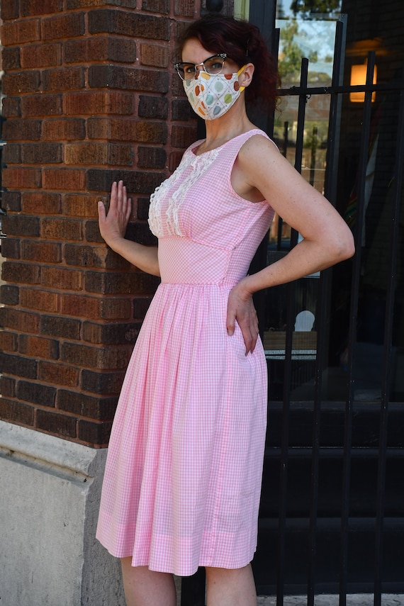 Pink and White Gingham ruffle dress