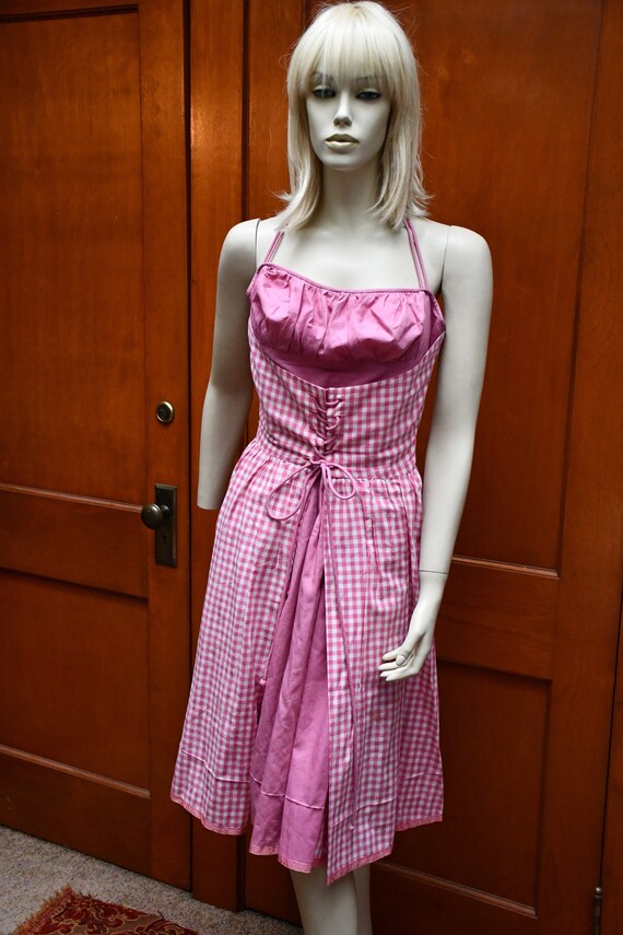1950s Taffys of California pink gingham dress