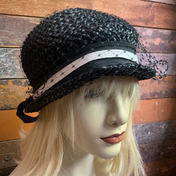 Black Straw Hat Gene Doris - Etsy