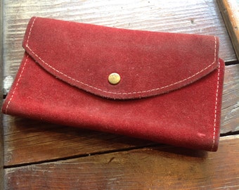 Vintage Red Suede Wallet