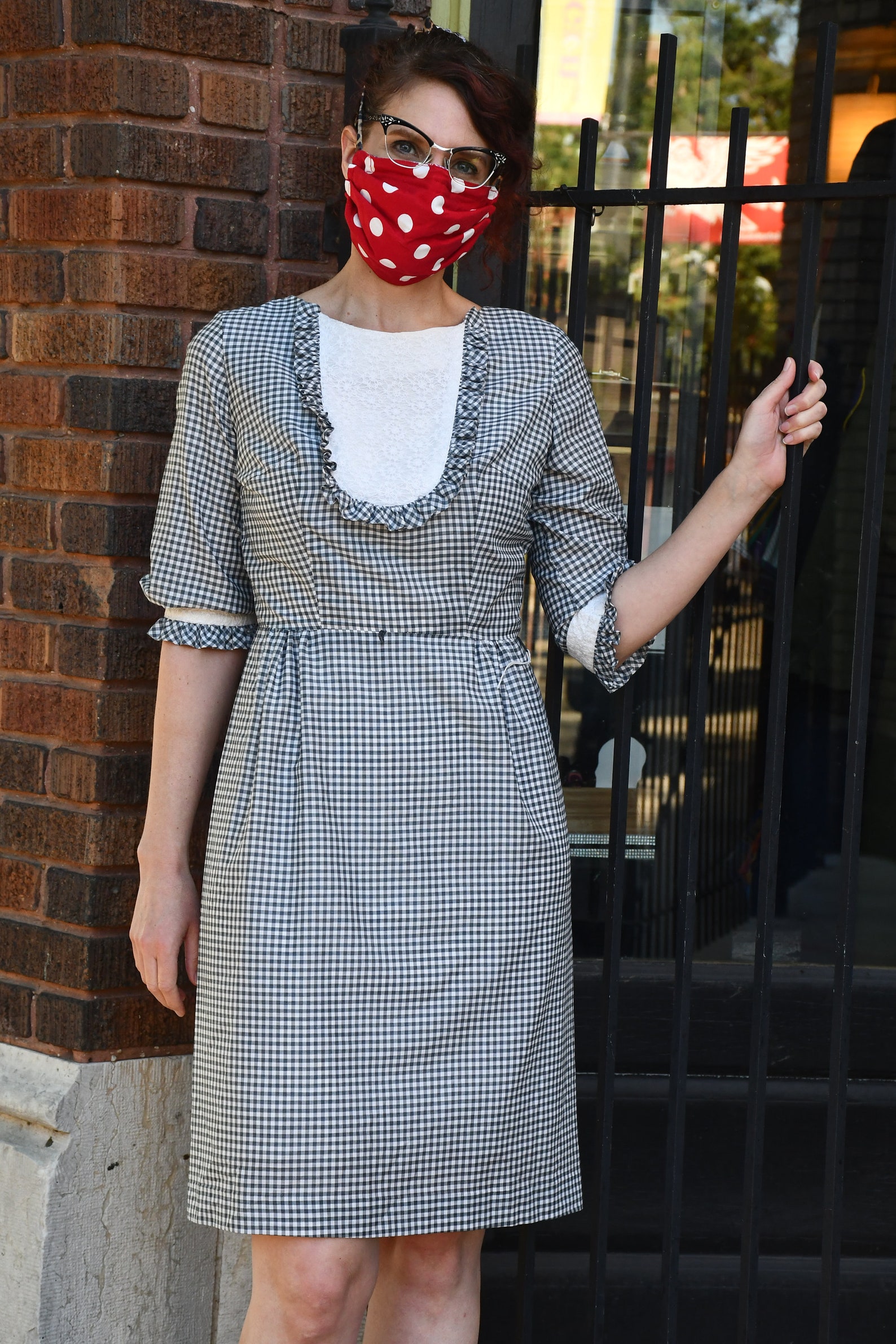 womens black gingham dress