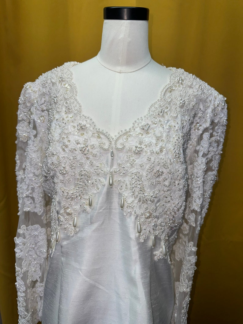 1980s beaded pencil wedding dress image 1