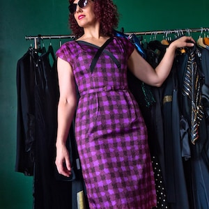 1950s Betty Hartford purple 3 piece dress