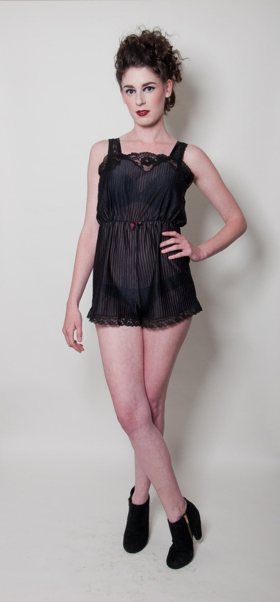Vintage black lingerie play suit