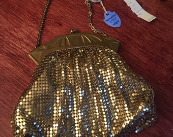 Whitting & Davis gold mesh purse