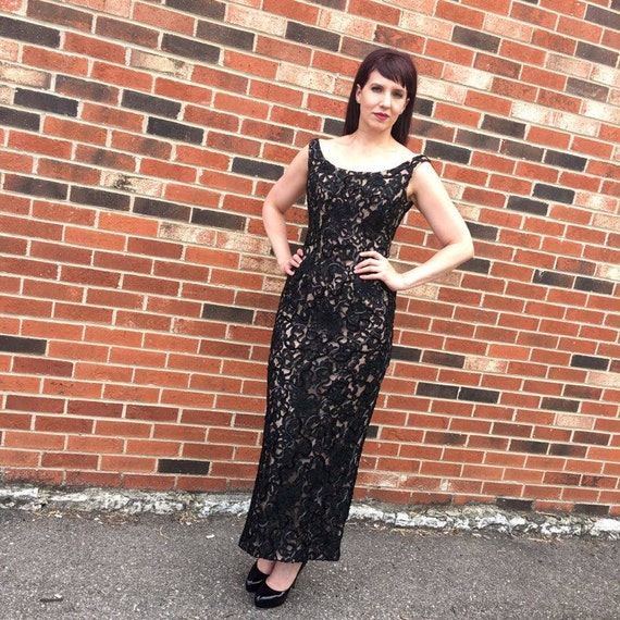 1980s black lace and sequin dress - image 2