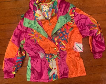 veste de ski fluo vintage