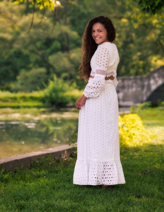 1970s vintage white boho dress - image 2