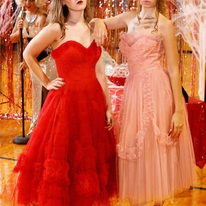 Cotillion 1950s red tulle prom dress image 4