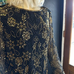 1990s Papéll Boutique Gold and Black Sequin Design Top image 3