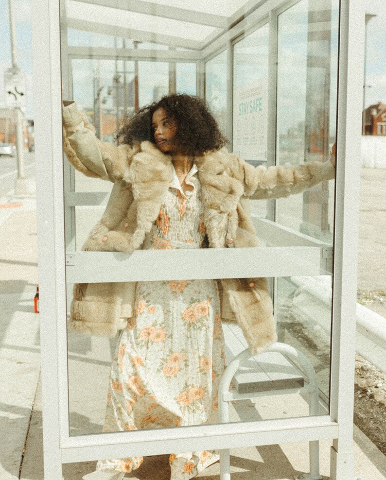 60s/70s faux fur brown leather coat image 3