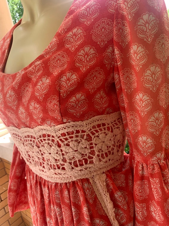 70s boho floral lace dress - image 7