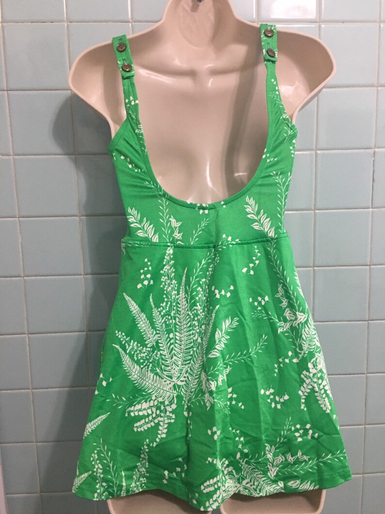 1960s swimsuit green and white image 6