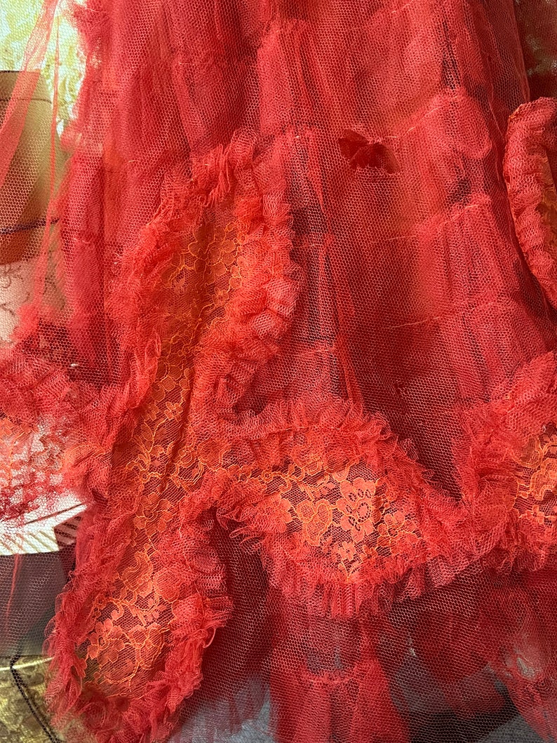 Cotillion 1950s red tulle prom dress image 9