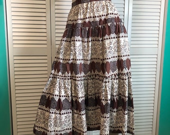 Vintage cotton skirt with leaf print