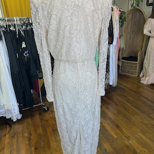 1980s Lawrence Kazar off white beaded gown with jacket image 3