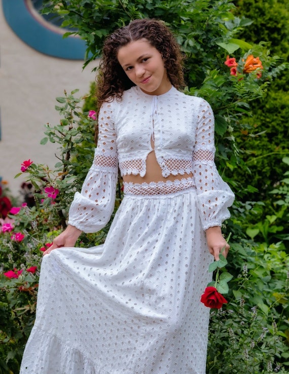 1970s vintage white boho dress - image 9