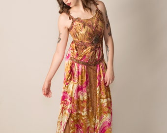 Formal Embellished Pink and Bronze Evening Gown