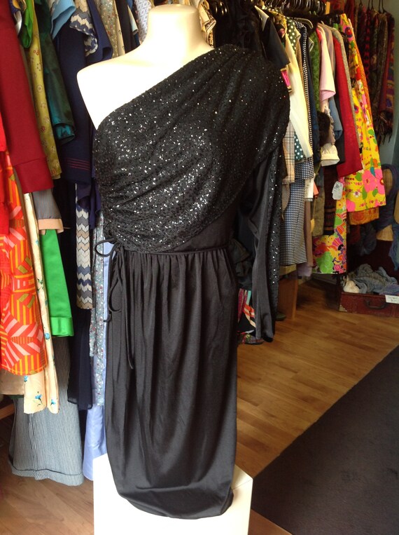 Vintage Karen Okada Black Sparkly Dress