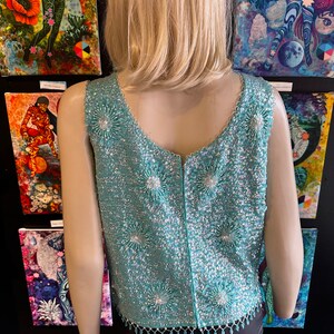 1960s Blue Floral Design Tank Top image 7