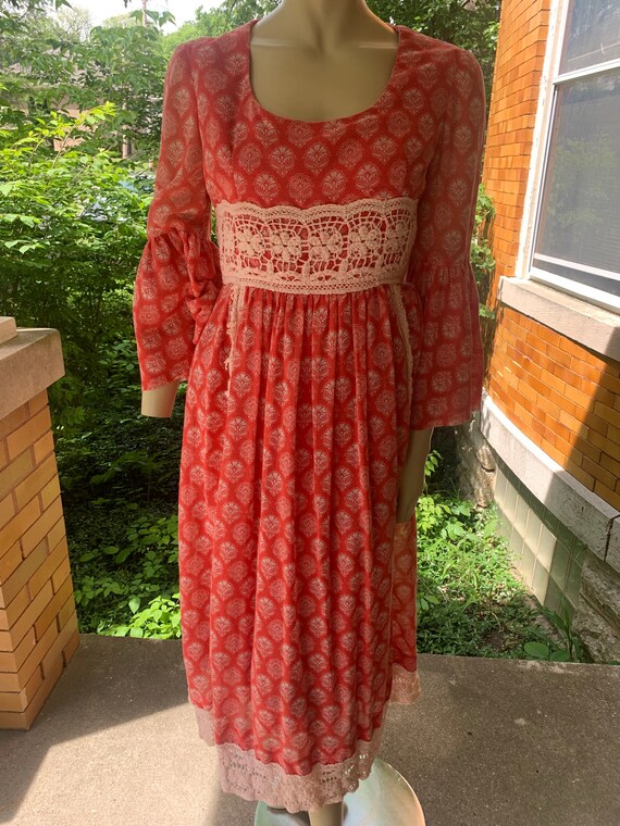 70s boho floral lace dress - image 8