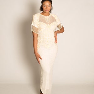 Vintage White beaded gown by Niteline