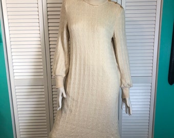 Vintage cream virgin wool knit sweater dress