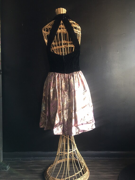 Vintage Velvet Black Pink and Gold Dress by Jessi… - image 5