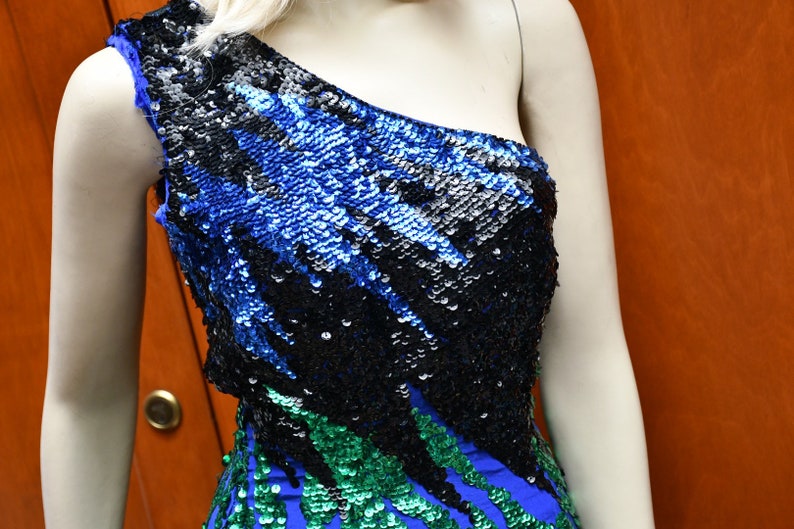 80s Shomax sequin silk gown image 3
