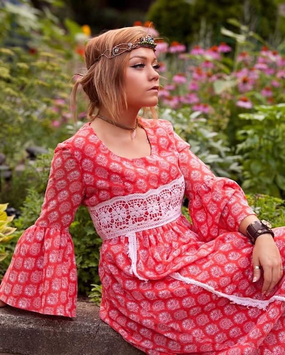 70s boho floral dress