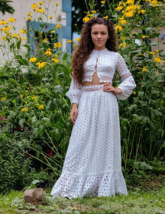 1970s vintage white boho dress - image 7