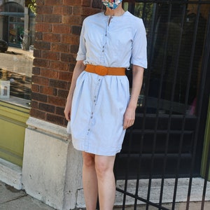 1960s vintage blue and white checked cotton dress
