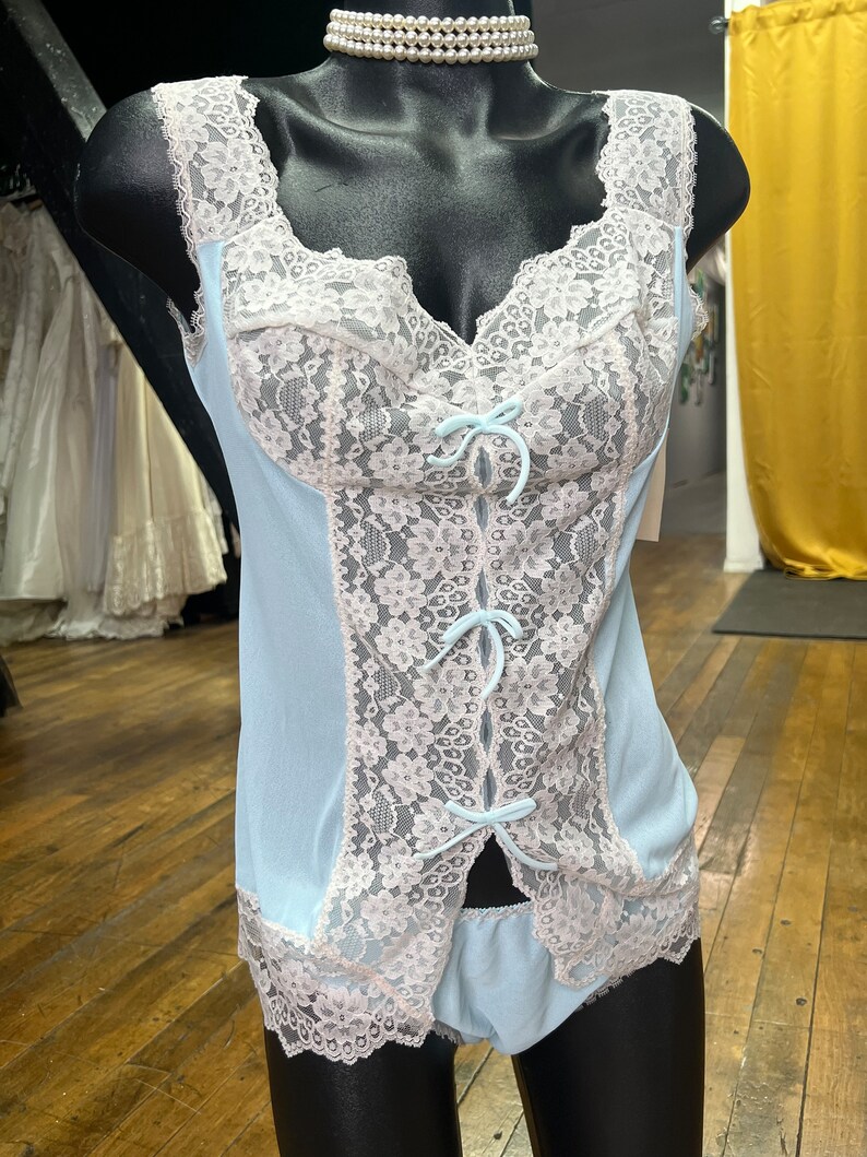 1960s vintage blue lingerie set image 1