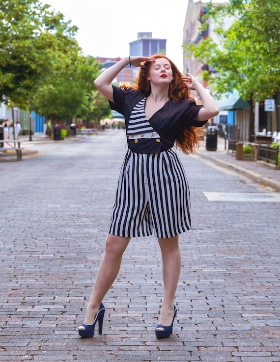 1980s vintage nautical romper