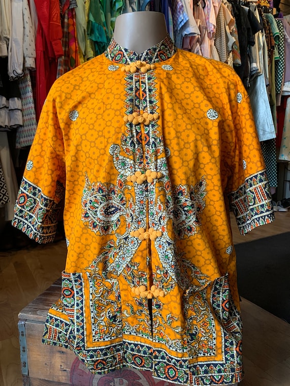 Vintage Bright Color Thai Button up Shirt