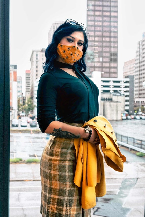 yellow pussybow blouse