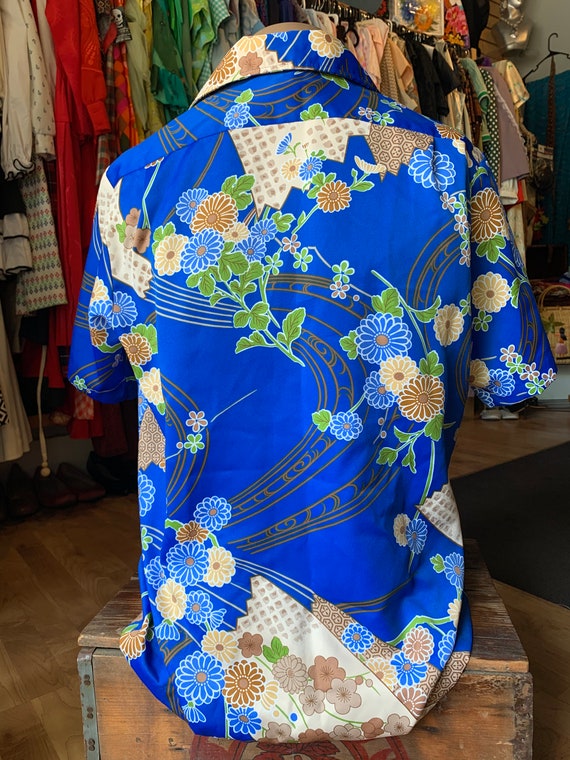 Vintage Sears blue Hawaiian Fashions Aloha shirt - image 4