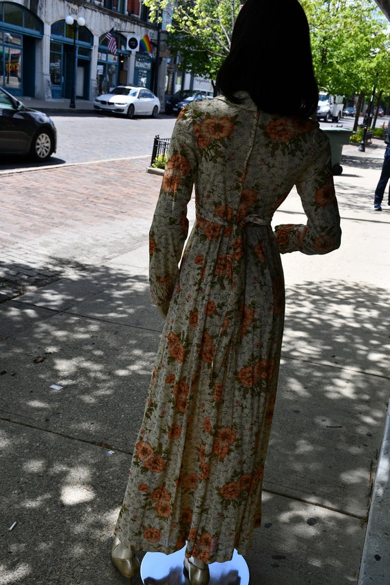 70s Floral Long Sleeve Maxi Dress - image 5